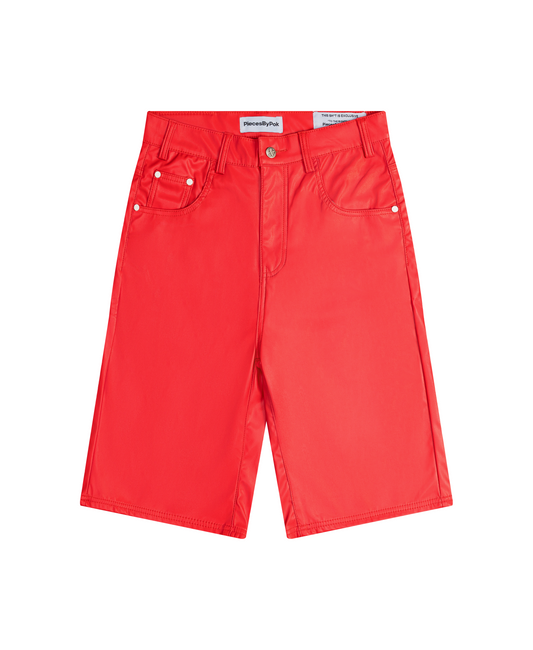 RED LEATHER SHORTS