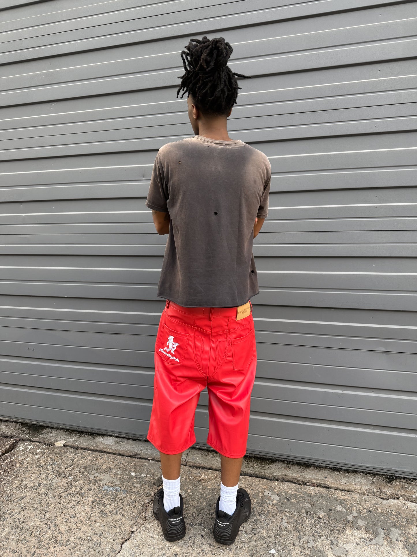 RED LEATHER SHORTS