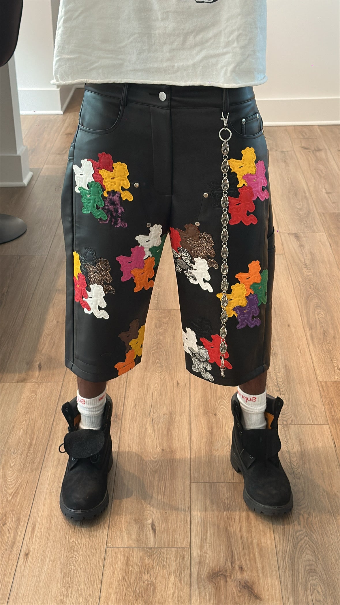 BLACK SPLATTER SHORTS